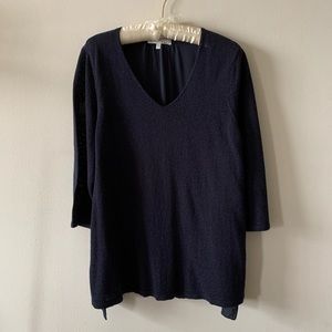 Ellen Tracy navy blue knit top 3/4 sleeve XL FF